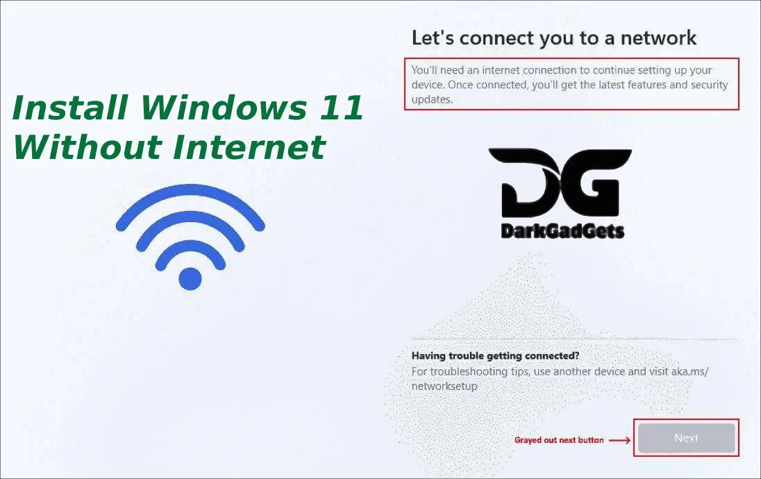 Applying the "Skip" or "I don't have an internet connection" option